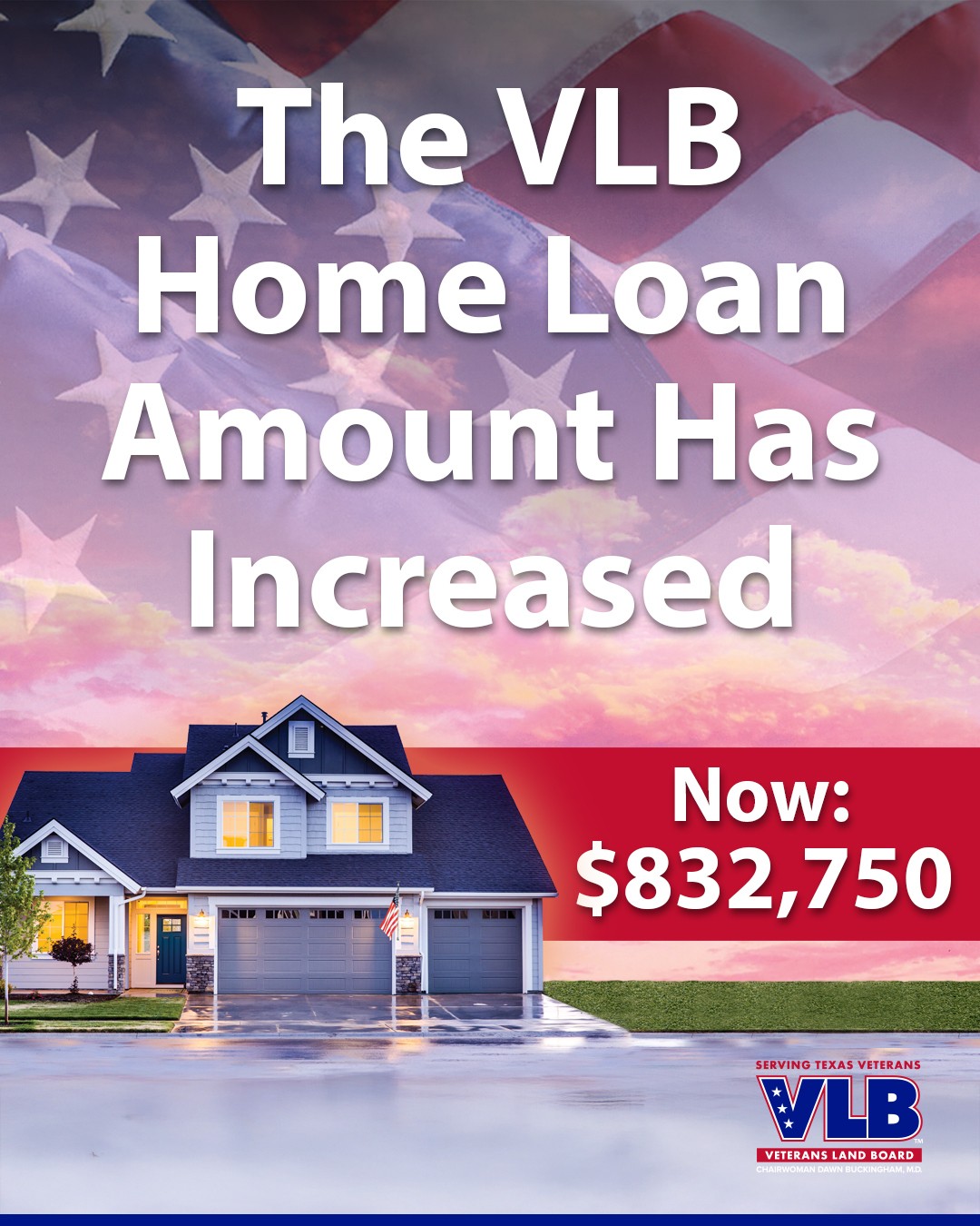 The VLB Hone Loan amount has increased to $832,750